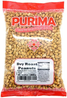 Dry Roasted Peanuts 1kg - Pub Nuts Roast Salted Seasoned Flavoured Peanut Snack - Bulk No Card Large Share Size (Packaging May Vary) PURIMA