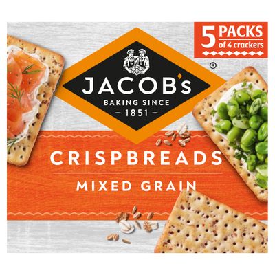 JACOB'S Crispbreads Mixed Grain Crackers, 20 Crackers Per Pack, 190 g (Pack of 1)