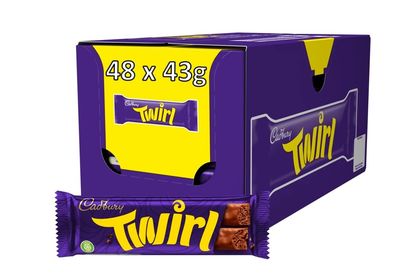 Cadbury Twirl Chocolate Bar, 43 g, pack of 48. Twinpack