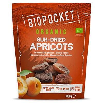 Biopocket Organic Dried Apricots, 1000 g