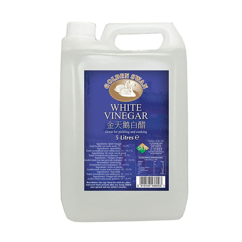 Golden Swan UK Distilled White Vinegar 5L - Premium Cleaning, Pickling, Marinating &amp; Cooking Solution - Pure &amp; Versatile Vinegar (1 Pack)