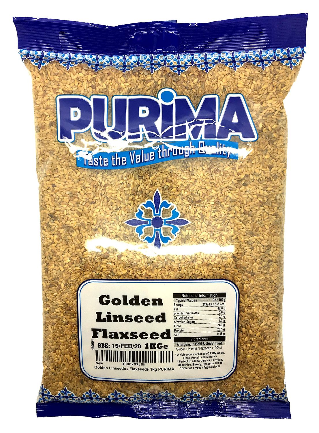 Golden Linseeds 1Kg - 1 kg Flaxseed Yellow whole raw Flax Seeds linseed unmilled Bulk (Packaging May Vary) PURIMA