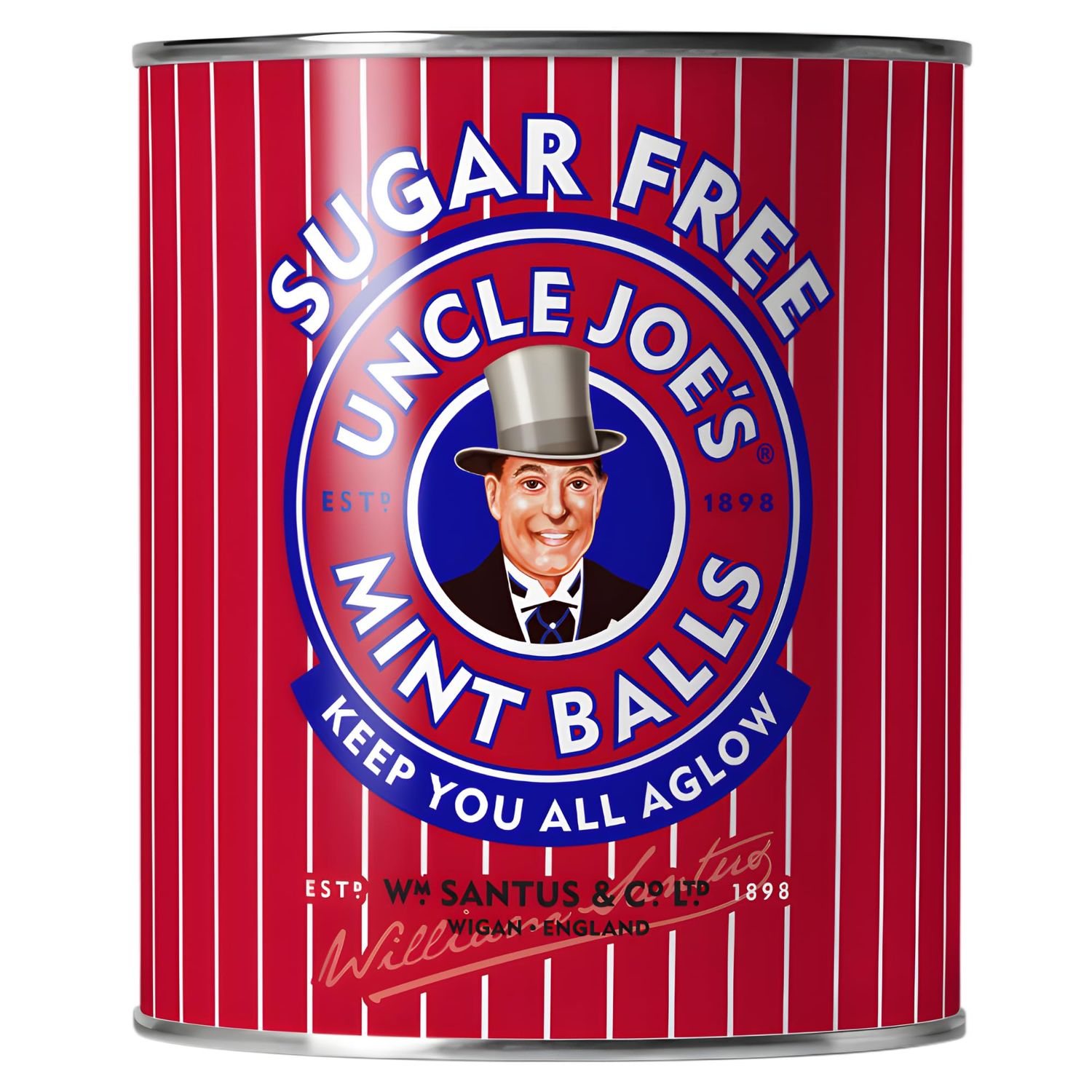 Uncle Joe's Sugar Free Mint Balls 120g Tin Vegan Free From Artificial Colours Guilt-Free Treat