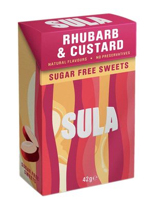 Sula Sugar Free Rhubarb and Custard Boiled Sweets 42 g (Pack of 14)