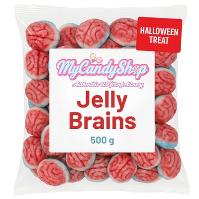 MyCandyShop Jelly Brains Sweets 500g - Jelly Filled Sweets - Fruity Flavour - Soft Gummy &amp; Foamy Texture - Fun Halloween Candies