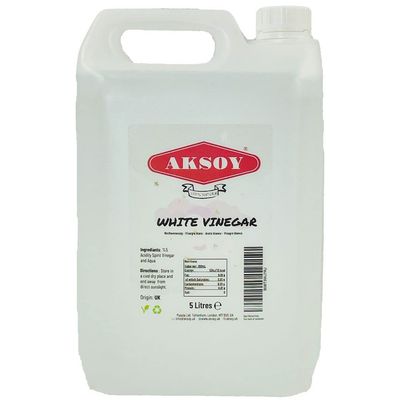 Aksoy Distilled White Spirit Vinegar 5L Ideal for Cleaning, Pickling, Marinating, Cooking & Natural Weed Control - Multi-Purpose, Descaling & Odour Removal