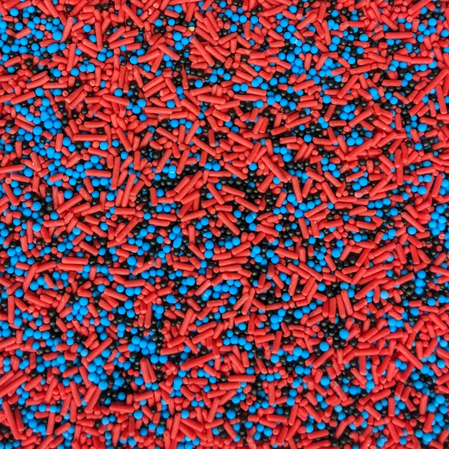 Red, Black &amp; Blue Sprinkles Mix - 35g of Edible Cake Toppers or Cupcake Decorations