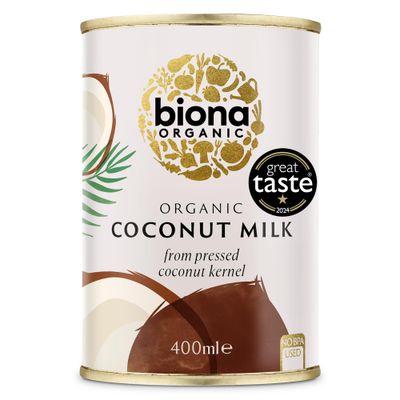 Biona Organic Coconut Milk 400 ml, Pack of 6 - Great Taste Award 2024 Winner - Dairy Free, Naturally Vegan - Pressed from Coconut Kernels - For Cooking and Baking - Vegan Alternative Biona Organic Coconut Milk 400 ml, Pack of 6 - Great Taste Award 2024 Winner - Dairy Free, Naturally Vegan - Pressed from Coconut Kernels - For Cooking and Baking - Vegan Alternative