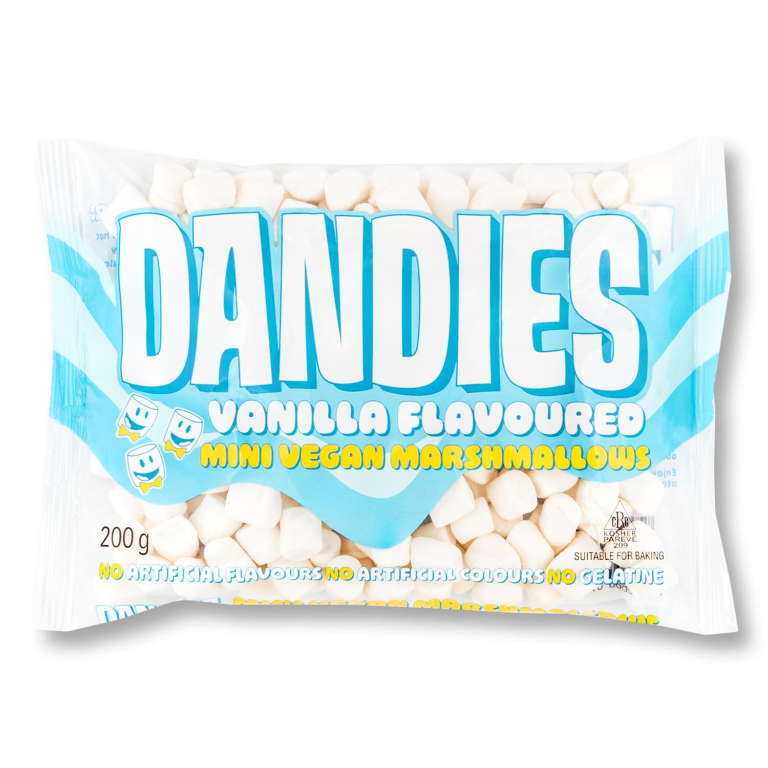 Dandies Mini Vegan Marshmallows Vanilla Flavoured 200g Gelatine-Free Gluten-Free No Artificial Colours or Flavours Suitable for Baking