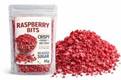 Freeze-Dried Raspberry Bits - 100% Real Fruit Crispy Topping for Smoothies, Yogurt &amp; Baking No Added Sugar 85g
