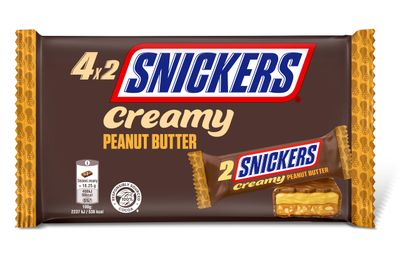 Snickers Creamy Peanut Butter &amp; Milk Chocolate Snack Bars Multipack 146g (4 Pack)