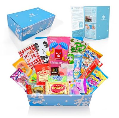 Japanese Snacks &amp; Candy Box w/English Pamphlet 20 Pieces Dagashi, Sweets, Snacks, Candy, Gum