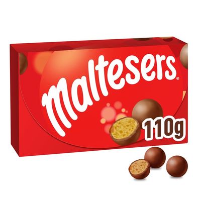 Maltesers Milk Chocolate Gift Box 110g - Chocolate Sweets with Crunchy Honeycomb Centre, Chocolate Gift, Sharing Chocolate, Snack Box & Hamper Filler