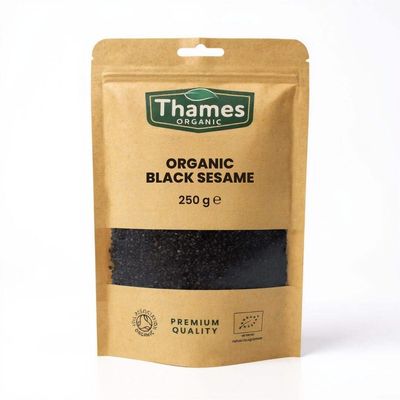 Organic Black Sesame Seeds - 250g of Nutritious &amp; Flavorful Seeds - No Additives, No Preservatives - Raw, Vegan, Non-GMO - Great for Snacking, Baking, and Sprinkling - Thames Organic