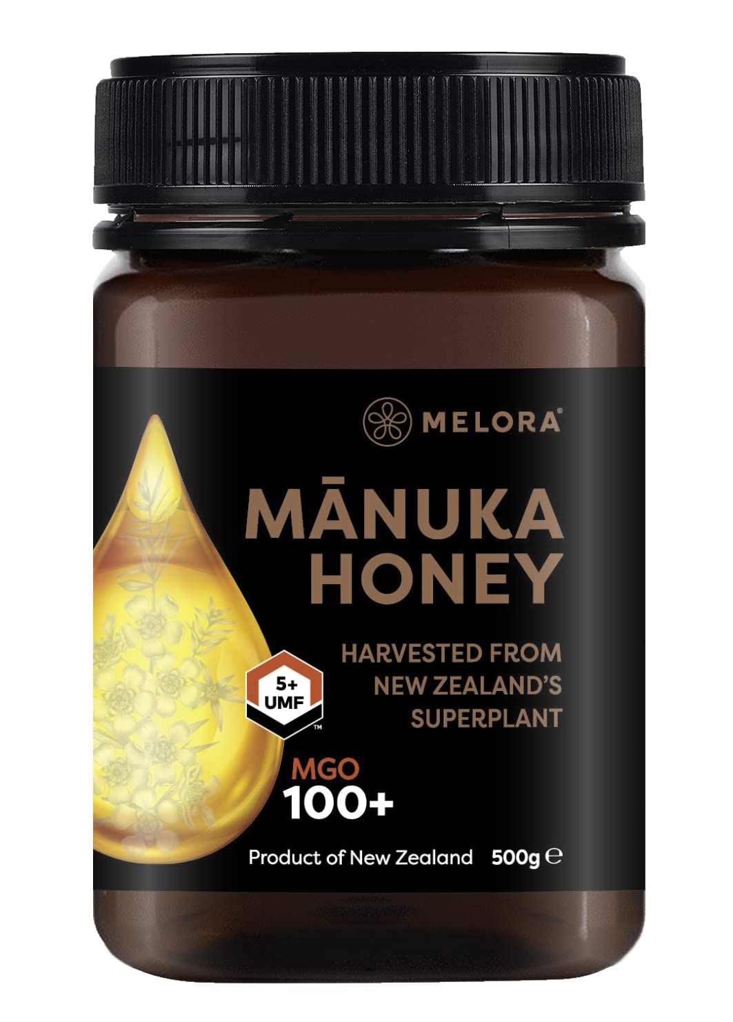 Melora Genuine Manuka Honey - 100 MGO, 500g - 5+ UMF - 100% Pure &amp; Traceable Manuka from New Zealand