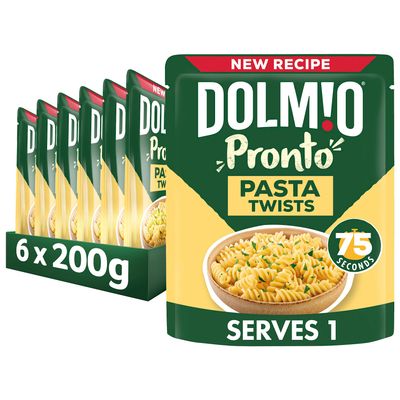 Dolmio Pasta Twists Microwave Fusili Pasta, Bulk Multipack 6 x 200g pouches