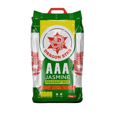 Dragon Star AAA Jasmine Fragrant Rice Long Grain and Authentic Rice Aromatic Flavour Soft and Fluffy Texture Perfect for Traditional Recipes Weight 5kg Pack of 1