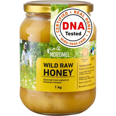 Pure Natural Wild Raw Honey 1KG - Unpasteurised, Unfiltered, Crystallized, Natural Estonian Honey - Harvested Sustainably Using 100% Green Energy by Nordmel Pure Natural Wild Raw Honey 1KG - Unpasteurised, Unfiltered, Crystallized, Natural Estonian Honey - Harvested Sustainably Using 100% Green Energy by Nordmel