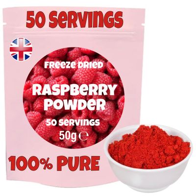 Raspberry Powder Freeze Dried 100% Pure Freeze Dried Raspberry Powder No Added Sugar No Preservatives Ideal Baking Shakes Smoothies Icing Frosting 50 Servings Raspberries