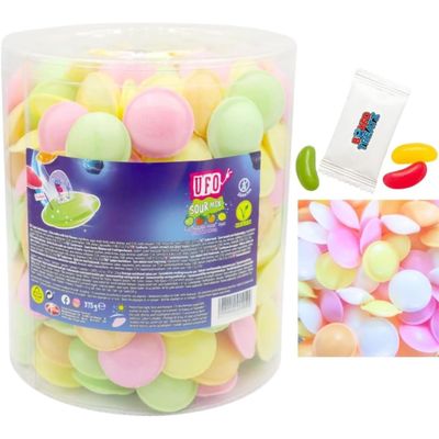 Flying Saucers Sweets Bulk - 375g Citric Wafers With Fruit Flavours Fizzy Sweets Tub. Gluten-Free Kids Birthday, Party Bag Fillers Boxed Treatz