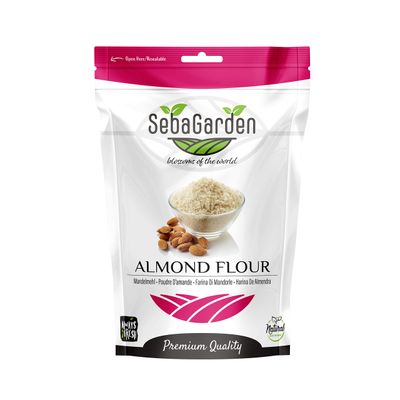 Seba Garden Extra Fine Almond Flour 1 KG - Blanched Ground Almonds from California, Keto Friendly, Gluten Free Baking Flour, Resealable Ziplock Pack
