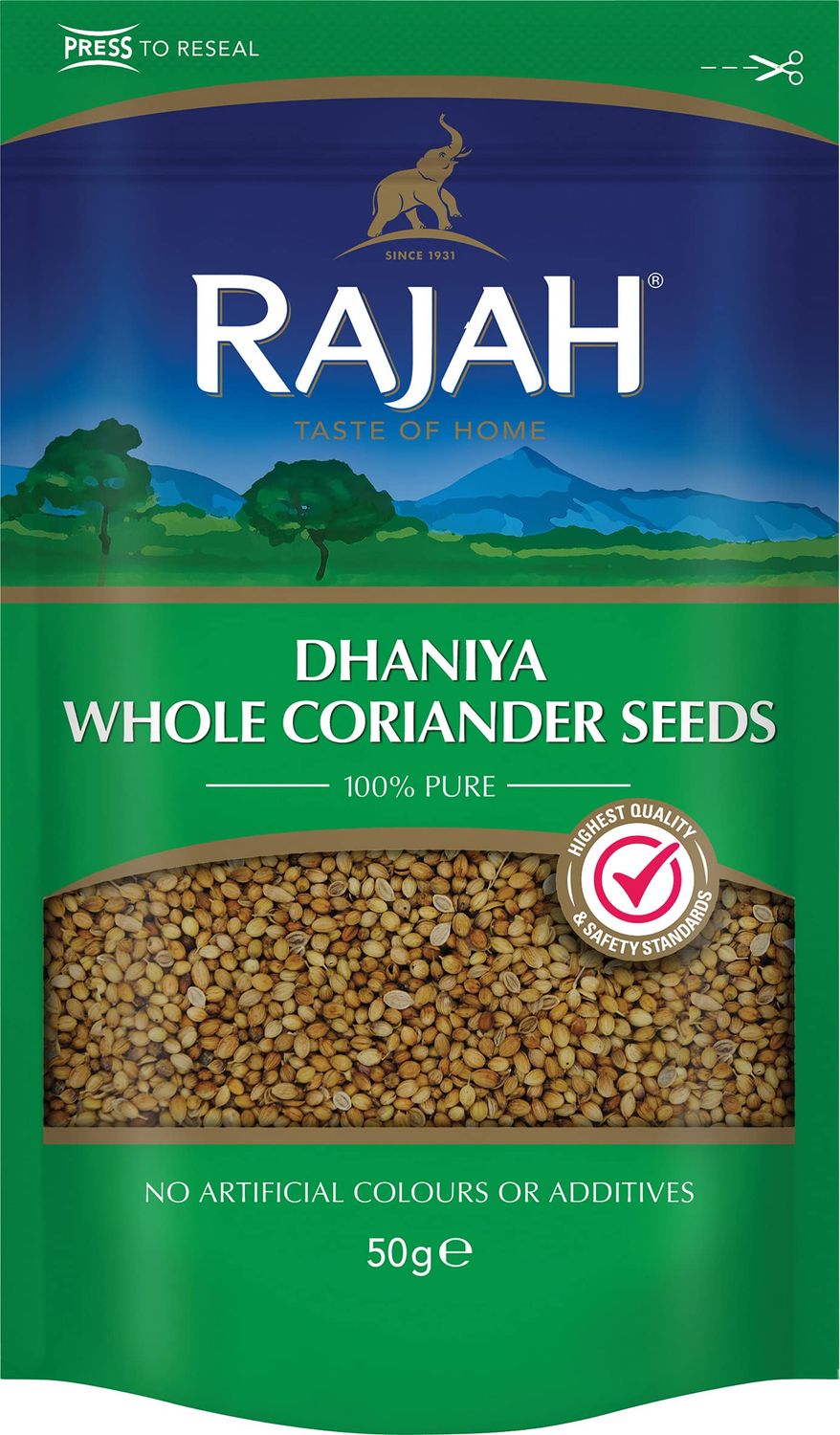 Rajah Dhaniya Whole Coriander Seeds, 50g