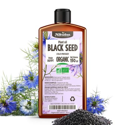 Organic Black seed oil 150 ml - Nigella sativa - Cold Pressed - Planète au Naturel Natureen