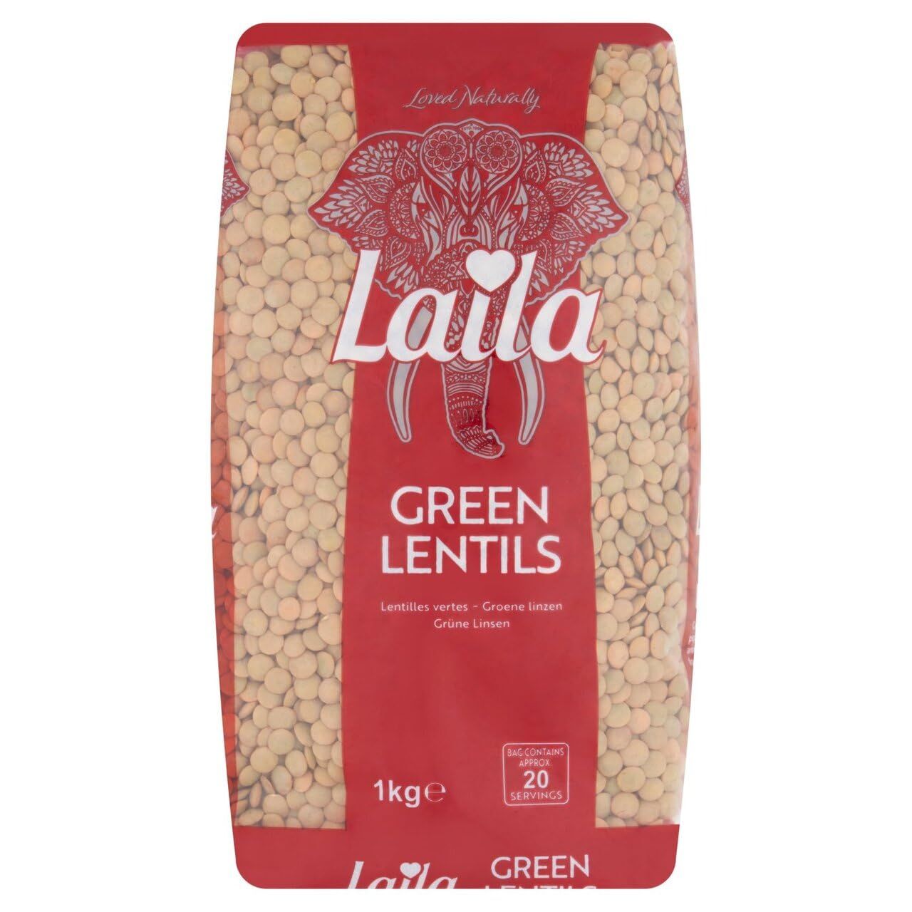 Laila Green Lentils, 1Kg (Pack of 1)