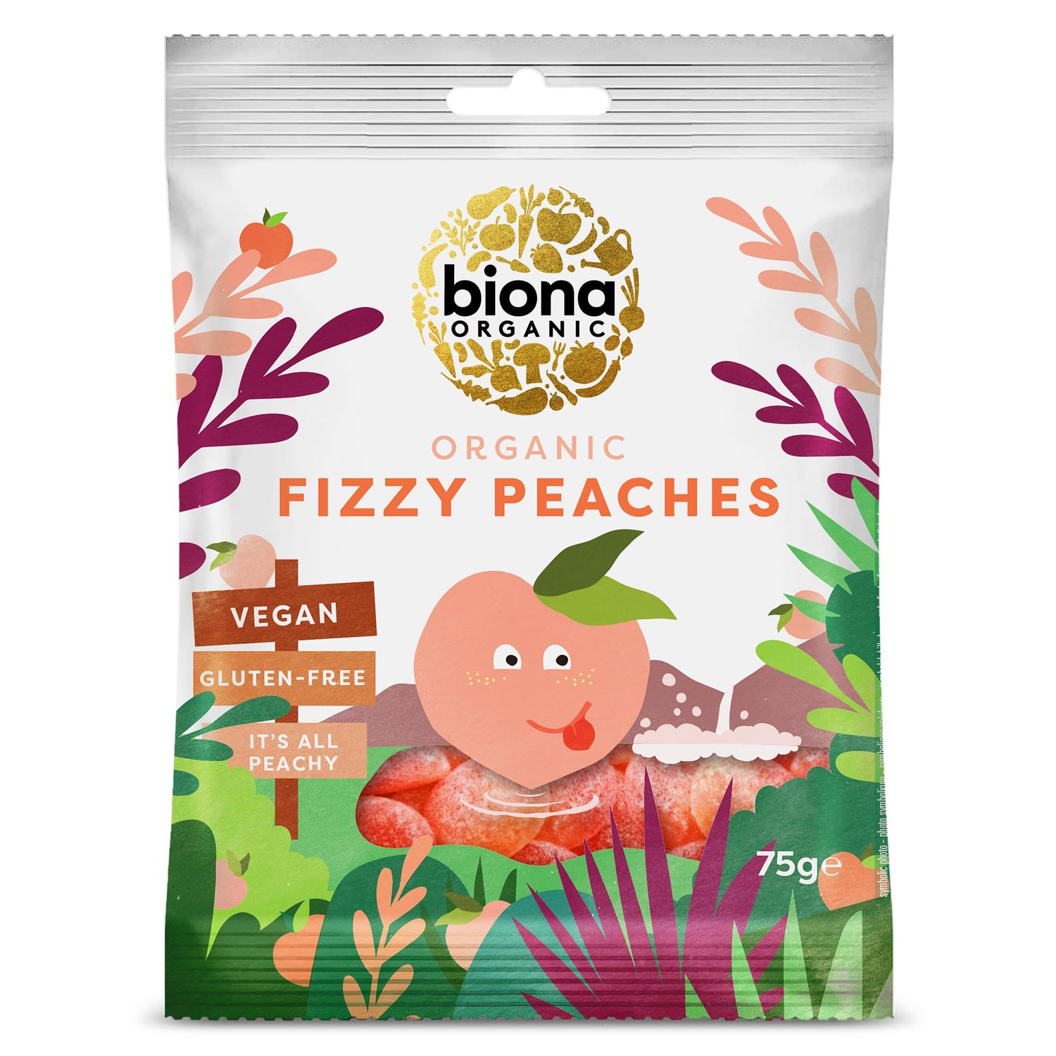 Biona Fizzy Peaches Organic, 75g