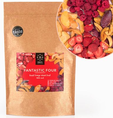 BRIX Freeze Dried Fruit Mix Dried Raspberry, Strawberry, Plum &amp; Apricot 80g Non-GMO, Gluten Free, Vegan &amp; Vitamins Retained