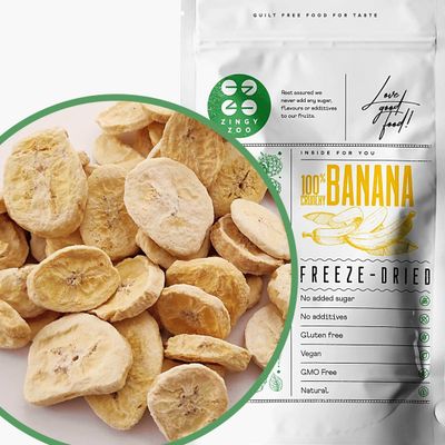 Freeze Dried Banana Chips No Sugar Added Natural Freeze Dried Fruit Unsweetened Gluten Free Snack Freeze Dried Sweets Make Powder or Trail Mix Fresh Frozen Pure Banana Slices ZingyZoo (120g)