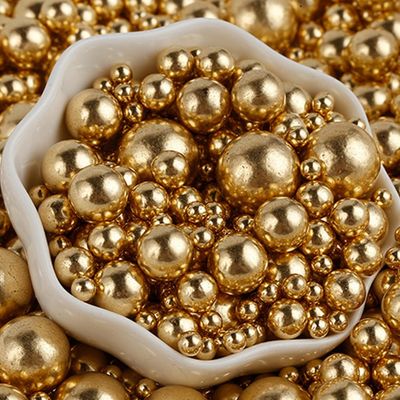 Gold Pearl Sugar Sprinkle Candy Pearls 120g, Mixed Size, Cake Topper, Cupcake Decorations, Ice Toppings and Cookie Decoration, Wedding Birthday Party Halloween Chirstmas Supplies