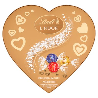 Lindt Lindor Assorted Heart Box Chocolate Truffles - 200g Box (Approx. 16 Balls) - Smooth Filling - Gift, Anniversary, Birthday, Congratulations Treat