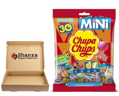 Chupa Chups Mini Lollipops Variety Pack - 30 Count Bag Fruity Flavours with Cola, Strawberry, Orange & Apple Party & Sharing Sweets 180g (Pack of 1)