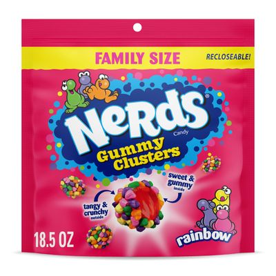 Nerds Gummy Clusters Rainbow Candy, Rainbow, Resealable 18.5 Ounce Resealable Big Bag