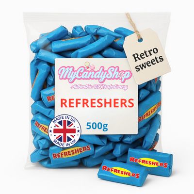 Swizzles Refreshers Sweets 500g - Mini Chew Bars with Fizzy Sherbet - Individually Wrapped Lemon Halal Sweets - Mini Refresher Bars for Sharing 500g
