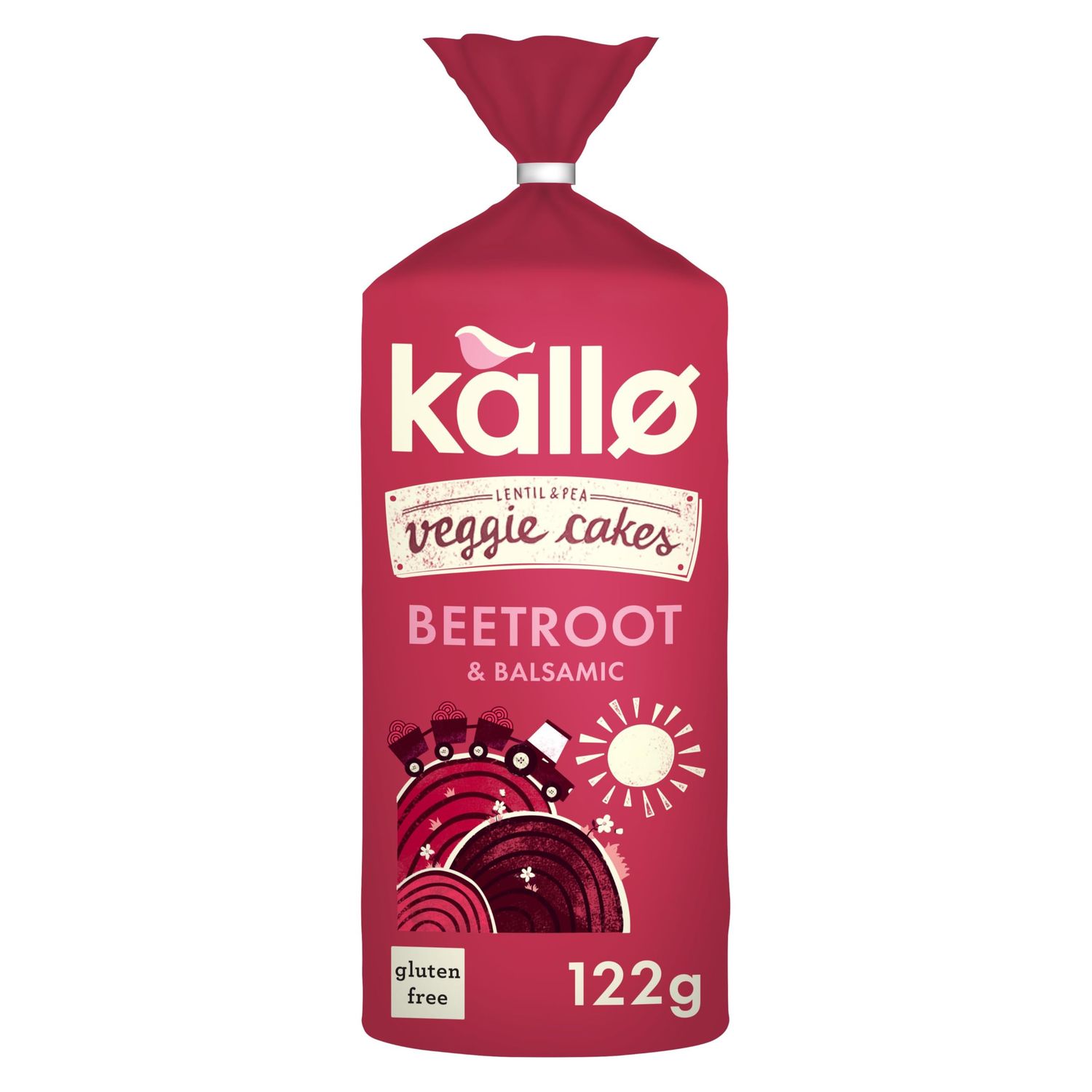 Kallo Beetroot &amp; Balsamic Veggie Cakes, Lentil &amp; Pea Puffed Crackers Made From Plants, High in Protein and Fibre Low Fat Healthy Snacks, Vegan Friendly, Gluten Free, No Artificial Flavours - 1 x 122g
