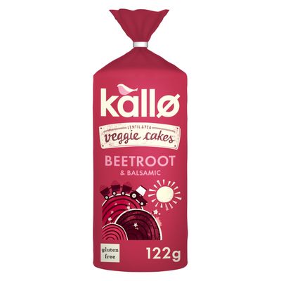 Kallo Beetroot &amp; Balsamic Veggie Cakes, Lentil &amp; Pea Puffed Crackers Made From Plants, High in Protein and Fibre Low Fat Healthy Snacks, Vegan Friendly, Gluten Free, No Artificial Flavours - 1 x 122g