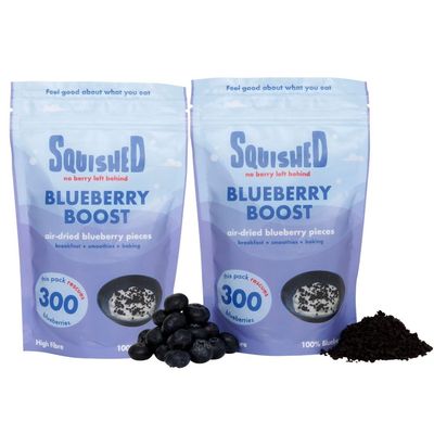 Squished Blueberry Boost Air-Dried Pieces 300g (2 x 150g) Nutrient Rich Ingredients for Breakfasts and Baking Product Nothing Added, Just Blueberries Gluten Free Resealable Bags