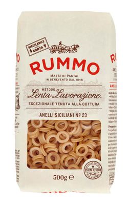 Rummo Anelli Siciliani Hoops No. 23 - Authentic Sicilian Pasta, Artisan-Made for Classic Italian Dishes, 500 g (Pack of 1)