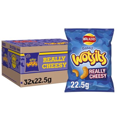 Walkers Crisps Wotsits Really Cheesy Snacks, 22.5g (Case of 32)