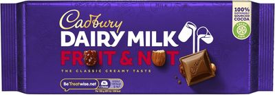 Cadbury Dairy Milk Fruit &amp; Nut Bar, Classic Chocolate Delight, 180 g (Pack of 1)