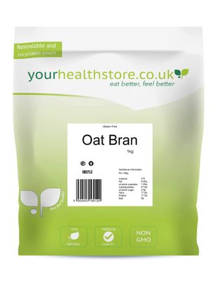 yourhealthstore® Premium Gluten Free Oat Bran 1kg, Made in Britain, (Recyclable Pouch)