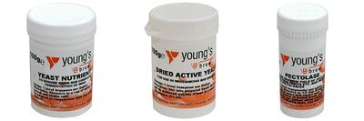 Young's Brewing Set of 3 - 100g yeast nutrient &amp; Multi Purpose Dried Active Yeast &amp; Nutrients Pectolase