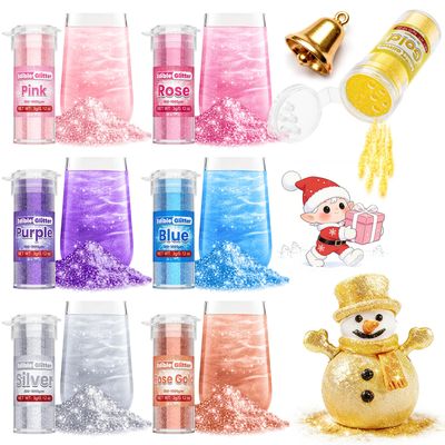 Edible Glitter - 7 Vivid Food Colouring Powder (3g Each), Non-Taste Altering Formula for Baking, Cocktails & Desserts, Food Grade Edible Lustre Dust with Barbie Pink Glitter, Silver, Gold...