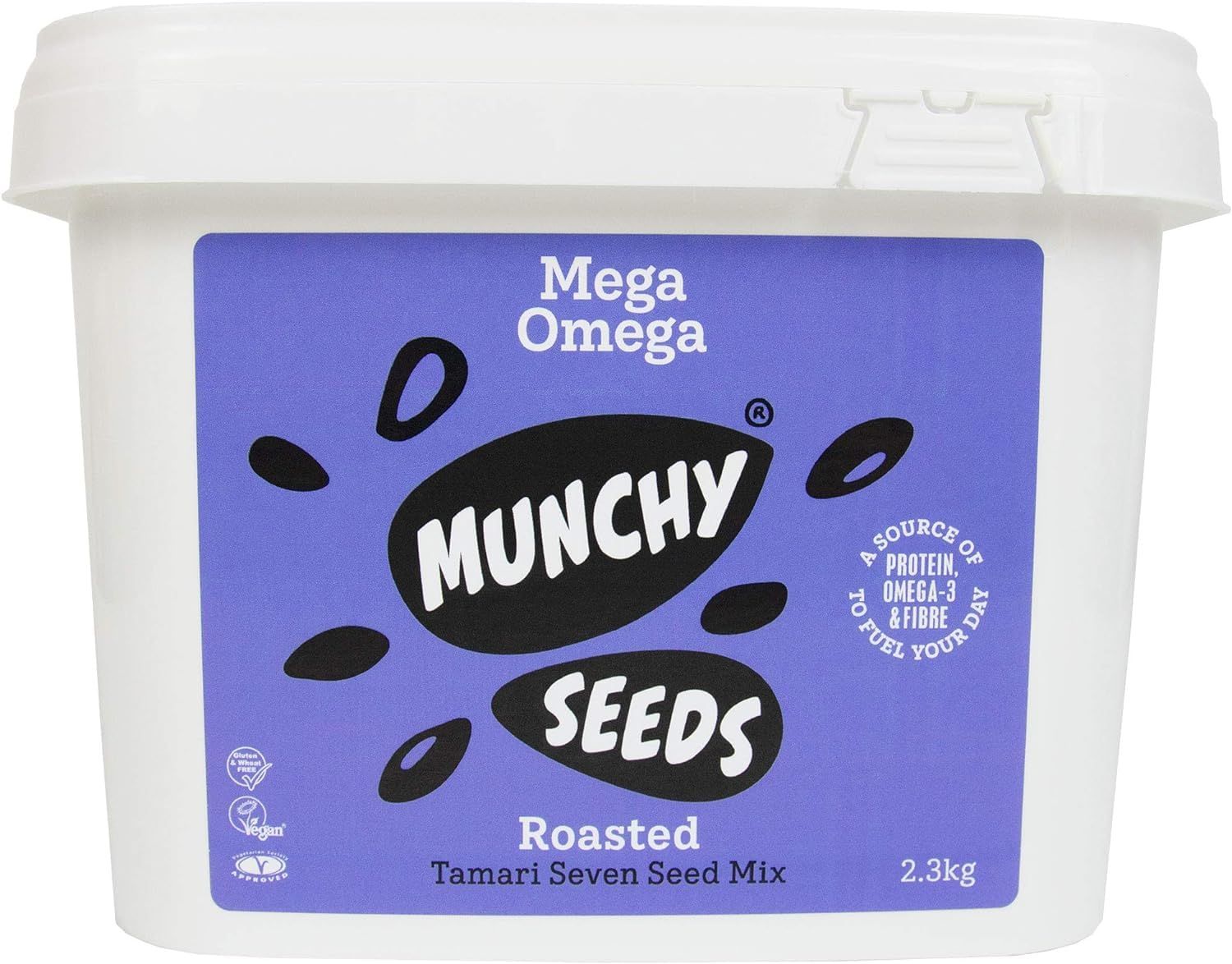MUNCHY SEEDS Mega Omega, 7-Seed Mix with Sunflower, Pumpkin, and Hemp, Protein Snack, Plant-Based Fibre &amp; Vitamin E, Gluten &amp; Wheat Free, Vegan Snacks for Kids &amp; Adults -Mega Pack, 2.3KG