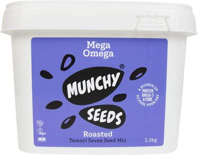 MUNCHY SEEDS Mega Omega, 7-Seed Mix with Sunflower, Pumpkin, and Hemp, Protein Snack, Plant-Based Fibre &amp; Vitamin E, Gluten &amp; Wheat Free, Vegan Snacks for Kids &amp; Adults -Mega Pack, 2.3KG