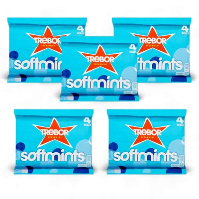 Trebor Softmints Spearmint Mint Roll - Pack of 20 (5 pack x 4 rolls)
