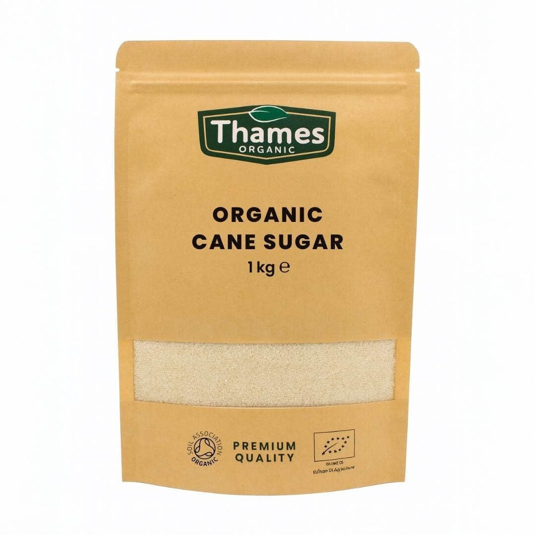 Organic Cane Sugar - No Additives or Preservatives, Vegan, GMO Free, Certified Organic - Perfect for Baking and Sweetening Drinks Naturally - Thames Organic 1 kg