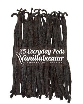 25 Everyday Madagascan Vanilla Pods Grade A Vanilla Beans in Airtight Tin Gourmet Sticks for Baking, 11-14cm long 5 x 5 Vaccum Packs Inside Vanillabazaar